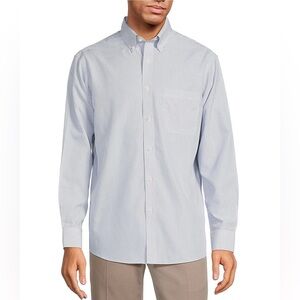 Gold Label Roundtree & Yorke Fitted Dress Shirt Gray White Stripe Sz 16 …